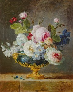 Flowers in a Blue Vase